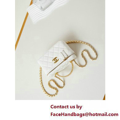 Chanel Lambskin, Resin  &  Gold-Tone Metal Clutch with Chain Bag AP3820 White 2025